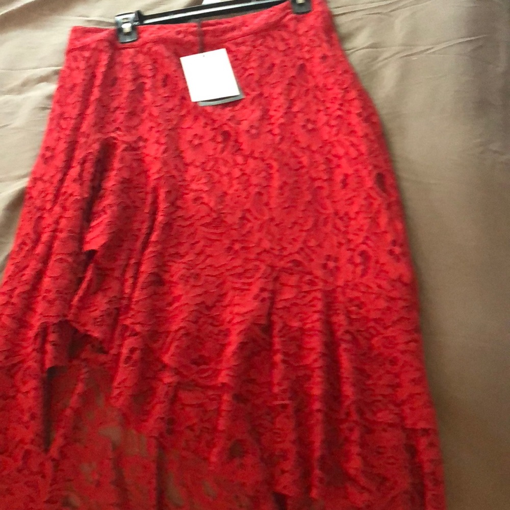 Red lace skirt